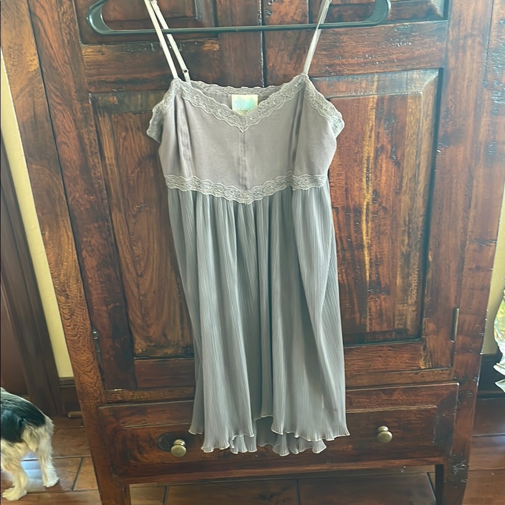 Free People Strapless Gray and Purple Dress with Elegant Lace